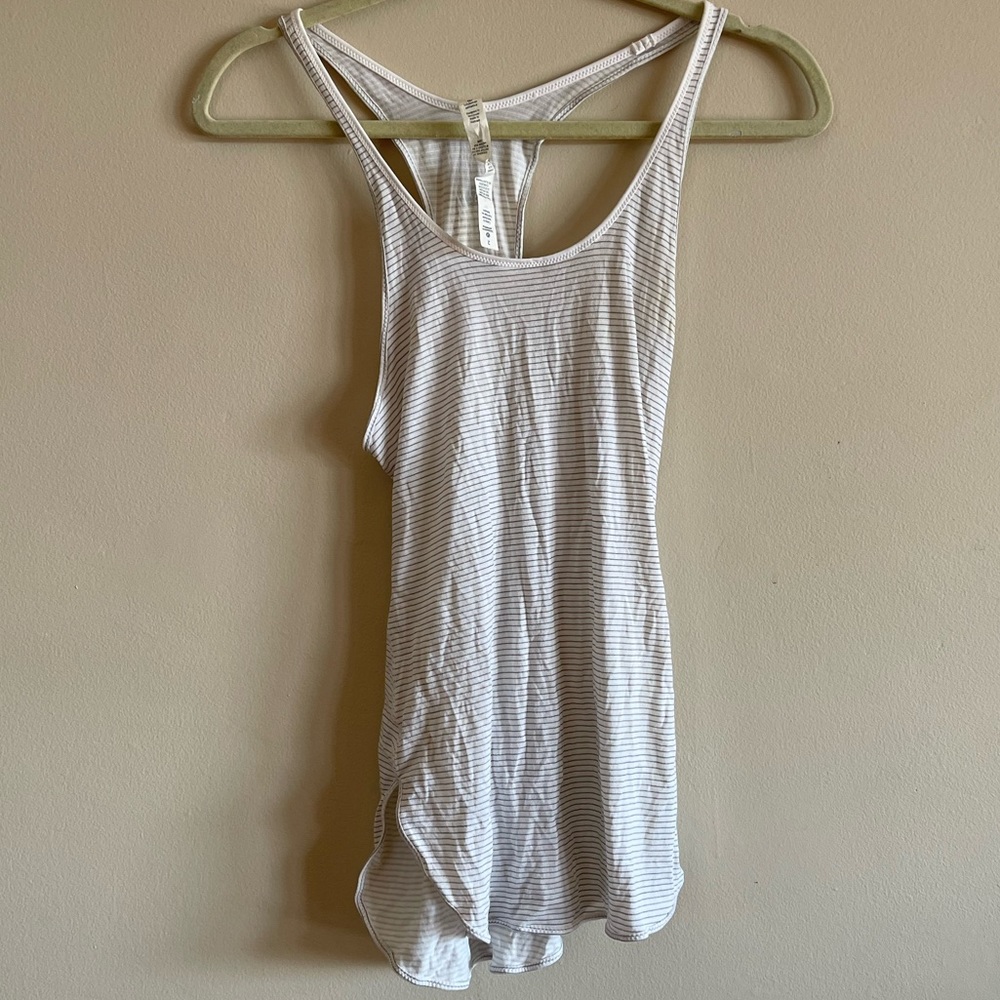 LULULEMON ATHLETICA Striped racerback white tank size 2